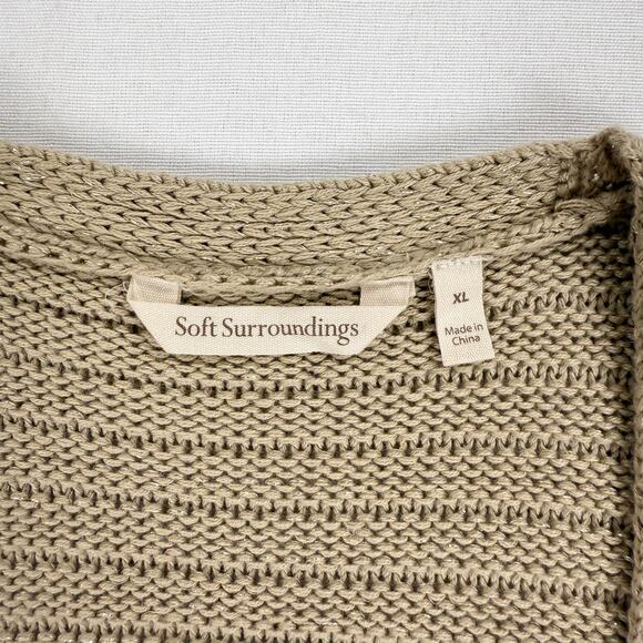 Soft Surroundings Women's Metallic Knit Longline Cardigan Sweater XL Tan - Picture 4 of 12